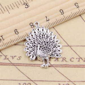 Breloques oiseau paon paons <span class=keywords><strong>Maurya</strong></span> 29x23mm tibétain argent couleur pendentifs Antique fabrication de bijoux bricolage artisanat fait main - Product Image 2