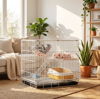 Enclos d'élevage intérieur multi-niveaux pliable et respirant, facile à ranger, sûr, grande villa de luxe en métal pour chat, cage à chat en fer