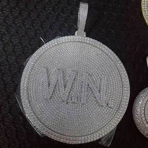 Colgante de disco con monograma personalizado, plata 925, moissanita VVS, letra, estilo Hip Hop Bling, certificado GRA, pasa la prueba de autenticidad, joyería - Product Image 6