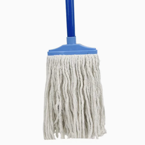 Serpillère en tissu de <span class=keywords><strong>coton</strong></span> avec manche en acier inoxydable à 4 sections et 2 têtes de serpillère en <span class=keywords><strong>coton</strong></span> réutilisables, blanches, pour le nettoyage des sols - Product Image 2