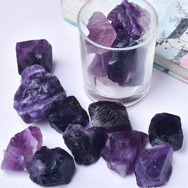 purple fluorite crystal rough gemstone