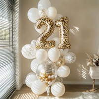 Globo Gigante de Número con Estampado de Leopardo de 40 Pulgadas, Globo de Dígitos con Patrón Animal para Decoración de Fiestas de Cumpleaños con Temática de Safari al Aire Libre