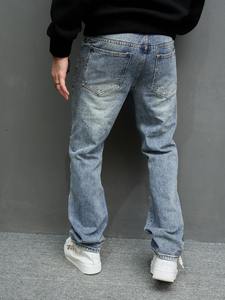Jeans droits amples sur mesure <span class=keywords><strong>Bufa</strong></span> pour hommes, jeans déchirés, pantalons en denim déchiré, jeans baggy pour hommes - Product Image 6