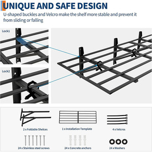 Étagères de rangement murales pour garage JH-Mech, robustes, légères, capacité de charge de 1600 lb, en acier <span class=keywords><strong>noir</strong></span> robuste. - Product Image 3