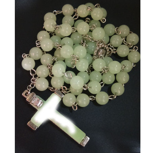Rosarios con Cuentas Brillantes, Collar de Rosario con Colgante de Cruz de Aleación de Zinc, Joyería Unisex para Festivales y Regalos - Product Image 2