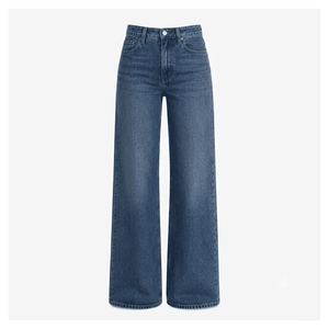 Vaqueros de mezclilla de cintura media y pierna ancha, de algodón, lavados a la piedra, de corte holgado, vintage, rasgados, estilo casual para mujer, estilo otoñal, de Bangladesh - Product Image 1