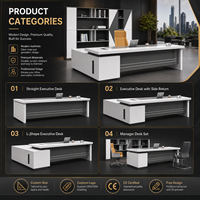 Escritorio Ejecutivo Modular Moderno de Alta Calidad y Ecológico con Superficie de PVC Blanca en Forma de L para Oficina, Uso Comercial, con Archivador