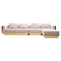 Canapé d'angle modulaire de luxe italien haut de gamme, style designer, canapé rivière, pour villa, salon de luxe, canapé en métal et tissu pour la maison