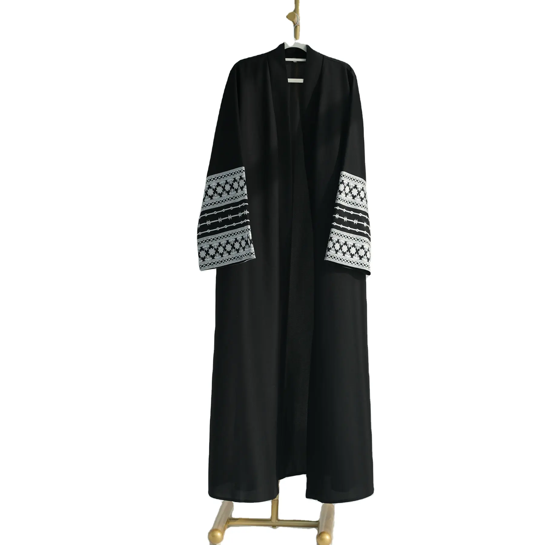 Oriente Medio bordado abierto Lino Abaya Kimono árabe Cardigan Kaftan ropa islámica moda musulmana vestidos abiertos nuevo