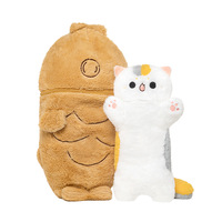 Peluche mignonne en forme de chat Taiyaki, lapin radis, figurine du Nouvel An Chinois, jouet en polyester pour câliner et dormir, 31-50cm