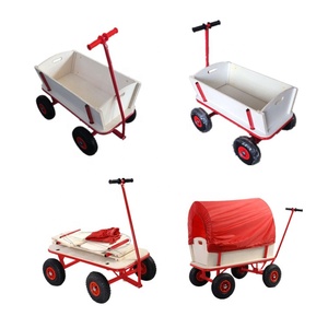 Chariot de jardin à quatre roues TC1812 Wagons pour enfants en bois Chariot de plage en bois Chariot de stockage en bois à quatre roues - Product Image 1