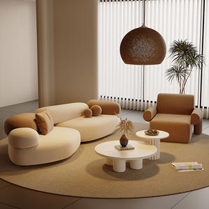 इंटरनेट सेलिब्रिटी क्रीम शैली कपड़े अनुभागीय सोफे घर के छोटे अंतरिक्ष होटल स्वागत क्षेत्रों के लिए रचनात्मक पेबल डिजाइन - Product Image 4