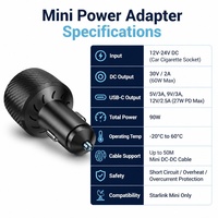 Nouvel adaptateur mini 2-en-1 pour voiture 90W pour antenne Starlink, convertisseur élévateur de tension 12-24V vers 30V 2A, DC 60W Type-C PD 27W pour camion et camping-car