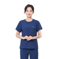 Ensemble de blouses médicales unisexes à col rond et manches courtes en tissu Dobby pour usage dentaire et hospitalier