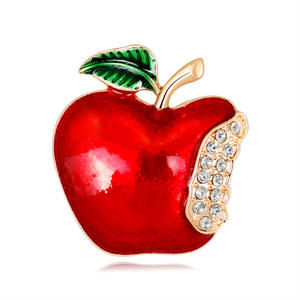 Nuevo creativo superventas joyería de Navidad dibujos animados manzana pecho flor mujer Navidad paz fruta Pin - Product Image 6