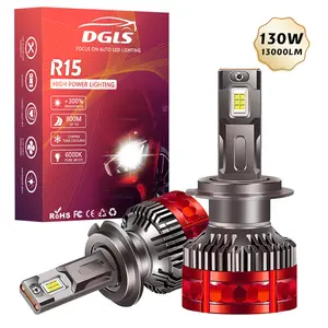 DGLS R15 מנורת רכב 130W 13000LM 12V ערכת תאורה אוטומטית Luz פוקוס אורות פנס רכב פנס ראש קנבוס 9005 9006 H11 H7 H4 נורת פנס לד