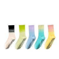 Chaussettes de yoga professionnelles pour femmes, mi-mollet, antidérapantes avec grip en silicone, pour Pilates, fitness, sport et entraînement