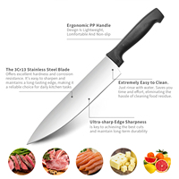 Nouveau produit, couteaux en métal avec manche en plastique, couteau de chef multifonctionnel argenté, ensemble de couteaux de cuisine en acier inoxydable