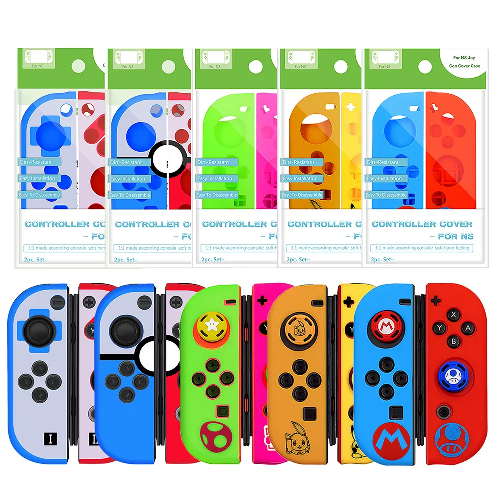 Factory Wholesale Anti-slip Protective Case Skin for Nintendo Switch Oled Game Controller with Thumbstick Grips 4 in 1