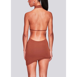 Tendenza Estate 2026: Abiti Donna di Alta Qualità, <span class=keywords><strong>Mini</strong></span> Abito alla Moda con Collo Alto, Tinta Unita, Sexy e Scollato sul Retro - Product Image 4