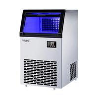 Machine à glaçons automatique commerciale de comptoir en acier inoxydable, refroidissement par eau, 110 kg/24h, 110V