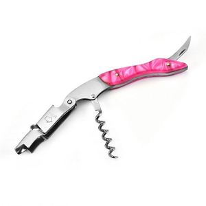 Professional <b>Pink</b> Resin Handle Stainless Steel Wine Opener - Product Image 3