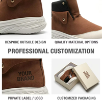 Bottes unisexe tendance 2026 en daim marron avec bouton métallique décoratif, chaussure mode couleur terre, légère, antidérapante, mi-mollet