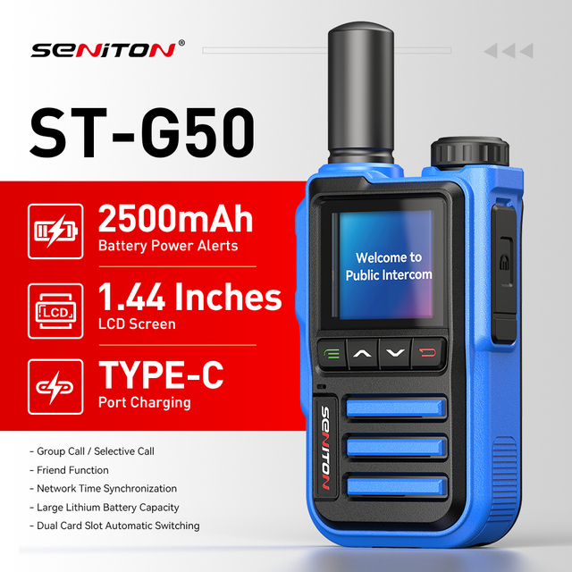 4G LTE POC Walkie Talkie Ultra-Light Dual SIM Auto-Switch Type-C Fast Charge Global 5000KM Long Range Two Way Radio Support GPS