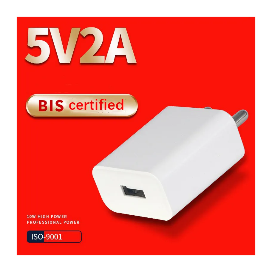 BIS Certified Indian Pin USB port AC Travel Wall Charger Adapter 10w fast adapter Charger for Smart Phone