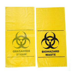 Logo <span class=keywords><strong>personnalisé</strong></span> durable jaune HDPE PE grand sac plat de déchets à risque biologique élimination médicale pour les préservatifs de pilules liquides - Product Image 1