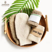 Gant de Douche Écologique et Réutilisable en Fibres de Jute, Ramie et Sisal, Gant de Bain Exfoliant Naturel et Sac Moussant pour Savon
