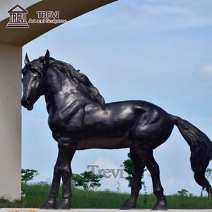 Cuộc sống Kích thước Công viên trang trí nội thất kim loại Friesian ngựa điêu khắc đồng đúc nuôi ngựa tượng - Product Image 3