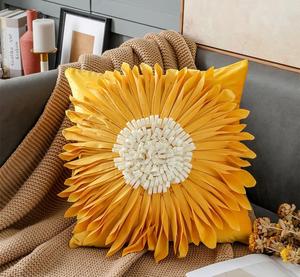 Fait à la main nordique Ins tournesol taie d'oreiller fleur rouge <span class=keywords><strong>coussin</strong></span> pour salon haut de gamme canapé décoration décoratifs coussins - Product Image 5