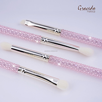 Ensemble de 6 pinceaux de maquillage professionnels Gracedo, décorés de zircon, poils synthétiques, manche en plastique, format voyage, avec pinceau correcteur
