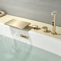 Robinet de baignoire cascade en laiton poli avec mitigeur eau chaude et froide à débit élevé, ensemble de douche pluie monocommande pour usage hôtelier