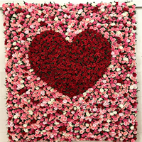 Panel dinding bunga sutra sentuhan nyata buatan First Garden Rose Heart Love, dekorasi latar belakang pernikahan, tahan air, kualitas tinggi