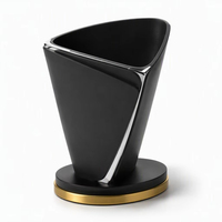 Plaque de trophée en métal écologique avec cadre noir, miroir en cristal, coins dorés, gravure personnalisée, récompense épaisse pour salons professionnels