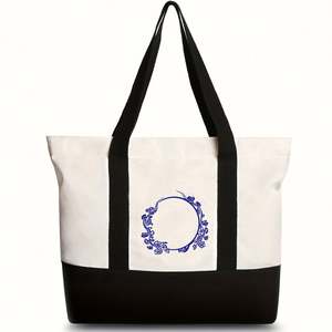 Sac de plage <span class=keywords><strong>en</strong></span> toile personnalisé avec monogramme de dessin animé classique imprimé à l'écran pour femmes Cadeau personnalisé avec initiales pour l'été - Product Image 2