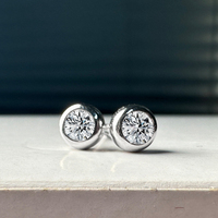 18K or blanc Lab diamant lunette ensemble bulle 0.5ctw diamant boucles d'oreilles pour hommes et femmes