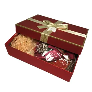 Fashion Elegant Rood Karton Aangepaste Grootte Geschenkdoos Met Lint Boog