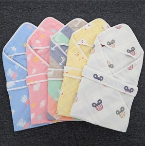 100% Algodão Orgânico Roupão Soft Bamboo Animal Hood Kids Woven Gaze Toalha Cobertor Apresentando Solid Dot Newborns' Lança - Product Image 1