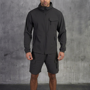 Men’s Premium Hooded Windbreaker Set Lightweight Zip Up <b>Hoodie</b> With Matching Short <b>Running</b> Hiking And Outdoor Men Sportswear Set - Product Image 1