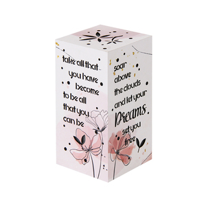 Lanterna Cubo Floreale Ispirazionale con Citazione Motivazionale, Luce Notturna LED con Design Floreale Acquerello Rosa per Arredamento Casa e Regali - Product Image 1