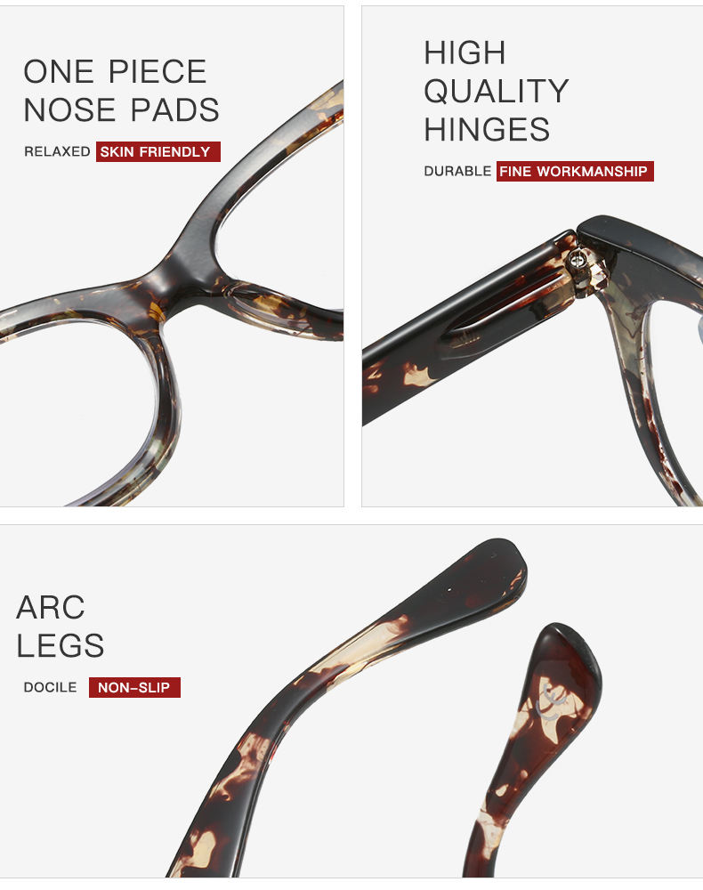 Factory Wholesale Fashion Anti-blue Reading Glasses Women's Large Frame Color Flat Lens +100 to +400 Reading Glasses