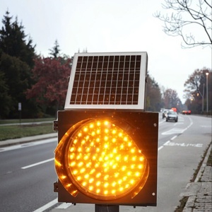 Lámpara de Advertencia Solar LED Amarilla de 300mm, de Aluminio y PC, con Intermitencia para Reducción de Velocidad, Luz Estroboscópica Fija de Seguridad Vial - Product Image 3