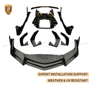 Pour Lamborghini Revuelto 2023 modèle voiture lifting Duke Kit de carrosserie en Fiber de carbone sèche lèvre avant jupes latérales diffuseur arrière capot moteur - Product Image 4