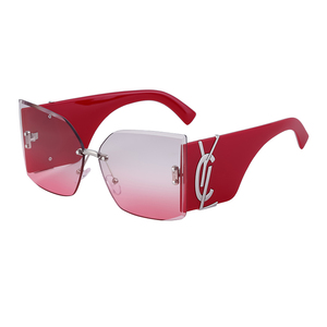 Thời trang không khung tỉa Cat Eye Sunglasses Nữ Cá Tính rộng gương chân kính mát nữ - Product Image 6