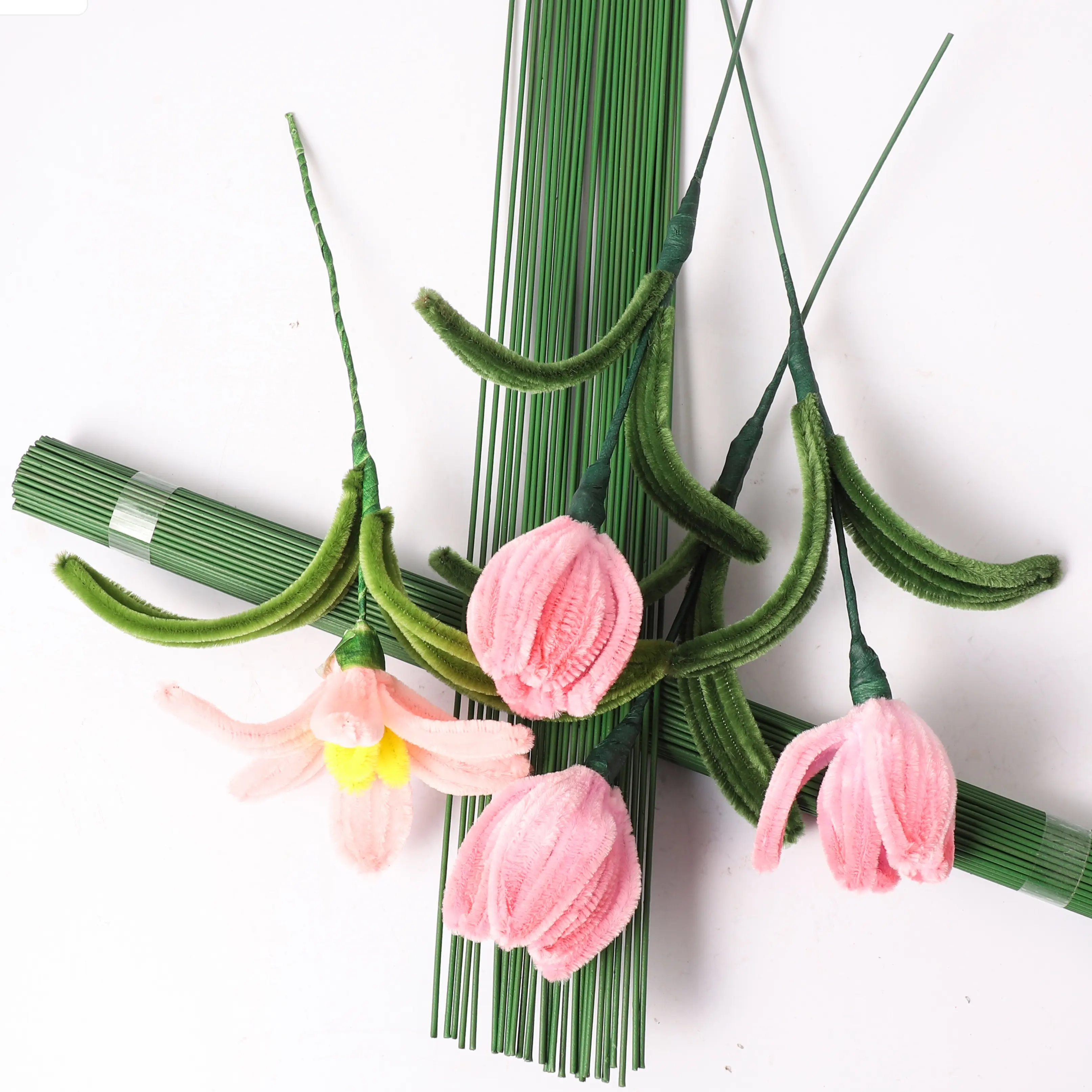 Customized bouquet of flowers pole stem wire for diy crafts and flower making