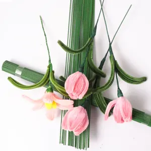 DIY शिल्प और फूल बनाने के लिए फूलों के पोल स्टेम तार का अनुकूलित गुलदस्ता