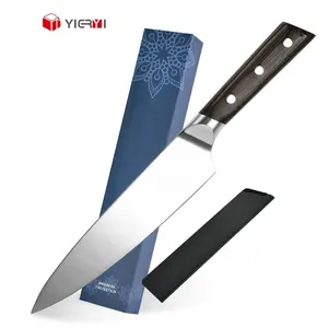 8 inç profesyonel paslanmaz çelik şef bıçağı ahşap saplı yüksek kaliteli mutfak bıçak mutfak bıçağı takım için